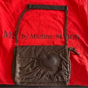 Martine Sitbon, Brown Leather Heart Bag by MS Martine Sitbon, new without tags